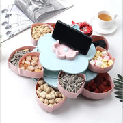 Creative Flower Petal Rotating Party Snack Box with 10 Storage Grids