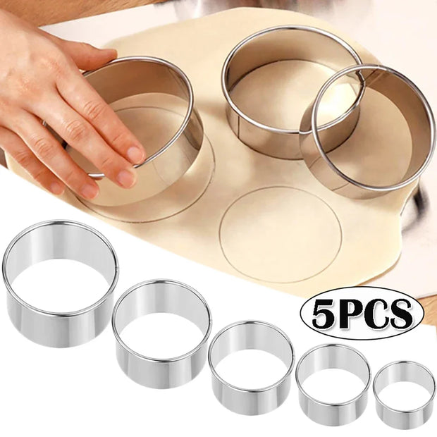 5/1Pcs Round Stainless Steel  Biscuit Mold