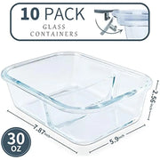 Glass Meal Prep Containers 10 Pack